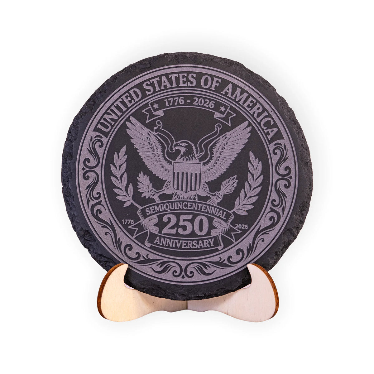 USA 250th Anniversary Engraved Slate Coaster Set – 1776–2026 Semiquincentennial Gift