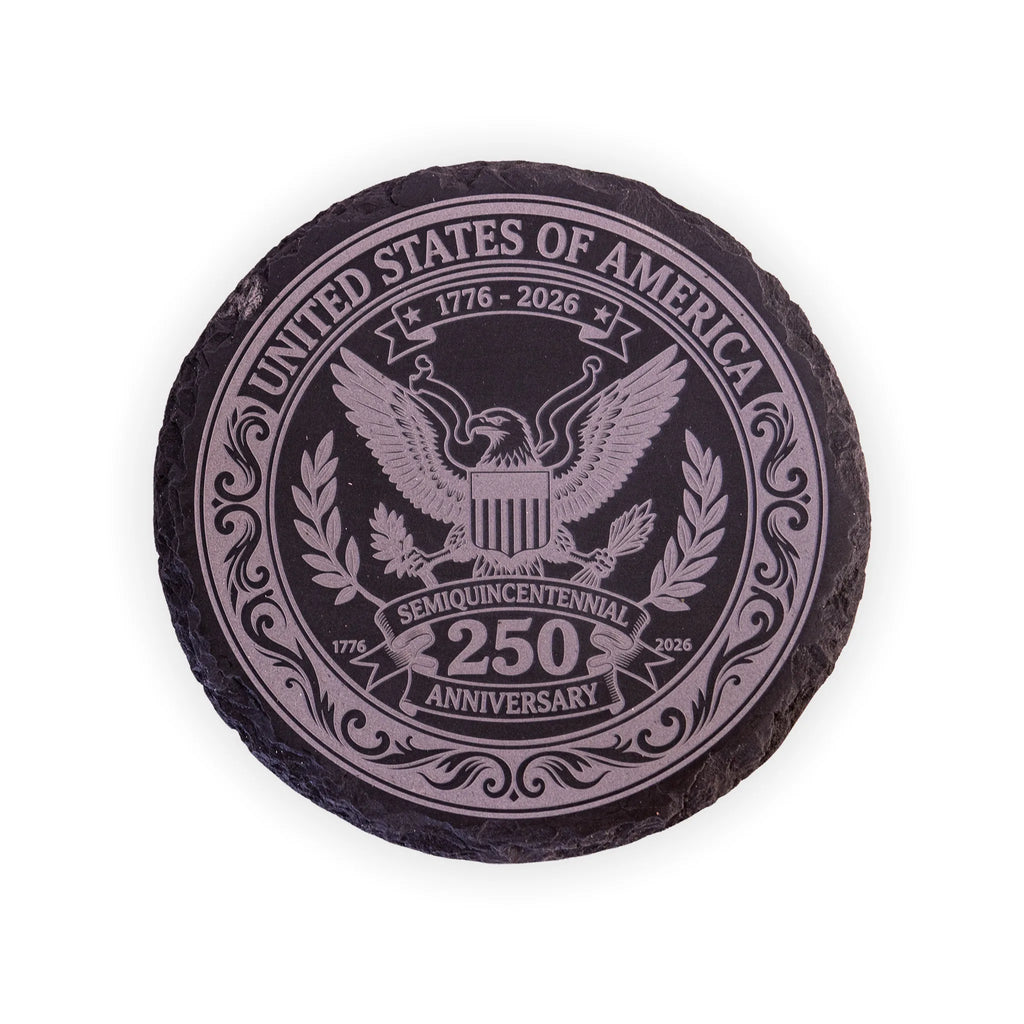 USA 250th Anniversary Engraved Slate Coaster Set – 1776–2026 Semiquincentennial Gift