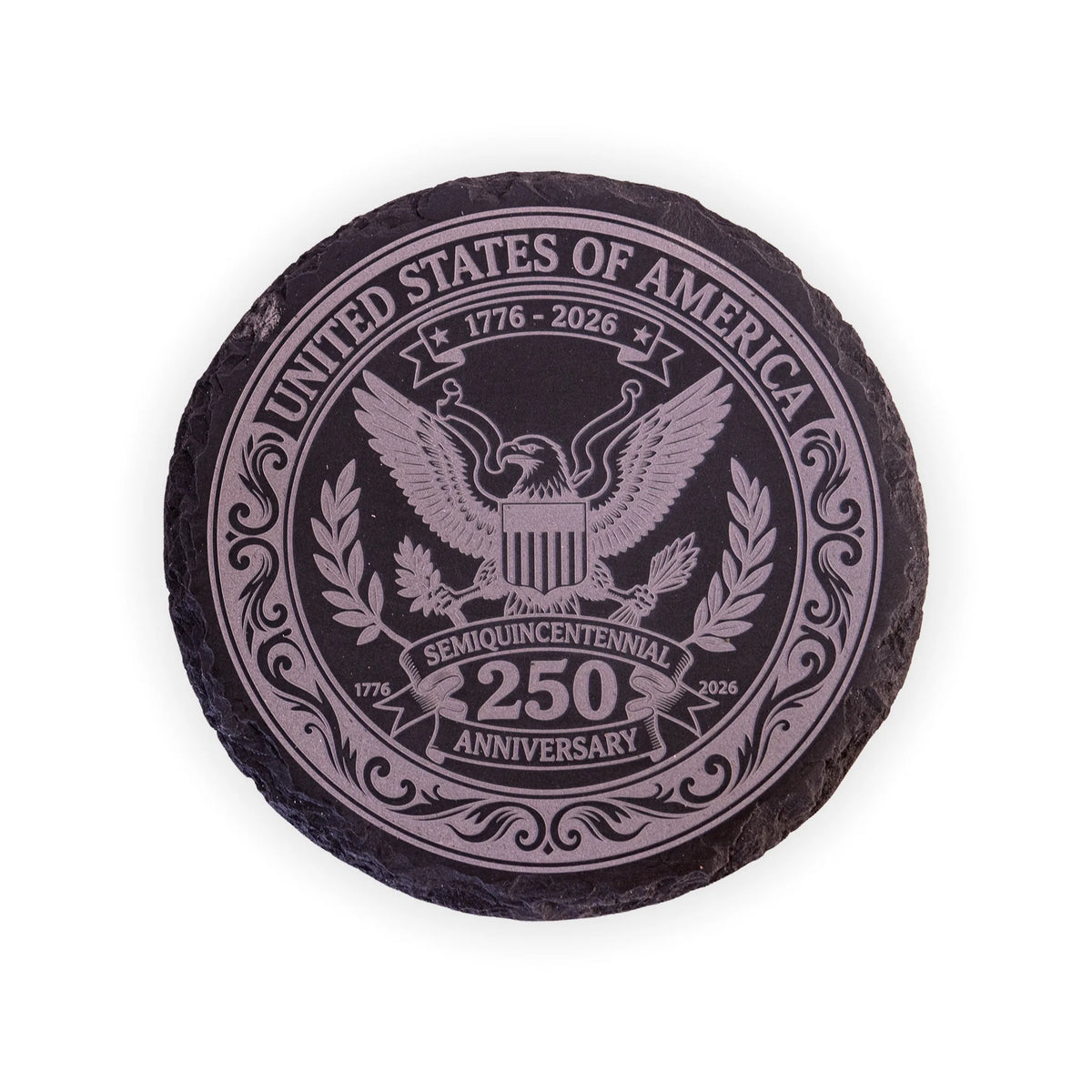USA 250th Anniversary Engraved Slate Coaster Set – 1776–2026 Semiquincentennial Gift