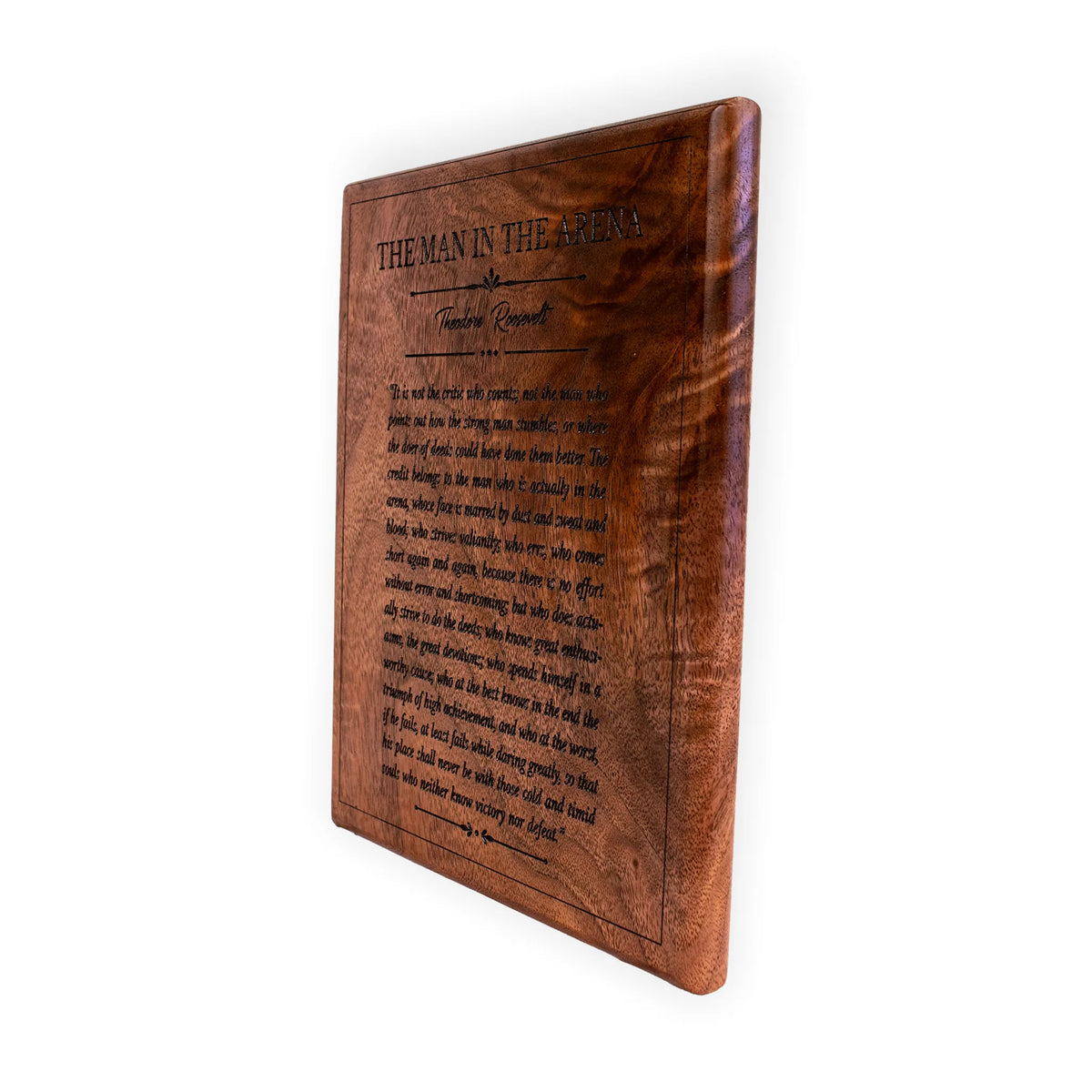 The Man in the Arena Wooden Plaque – Theodore Roosevelt Quote Wall Art