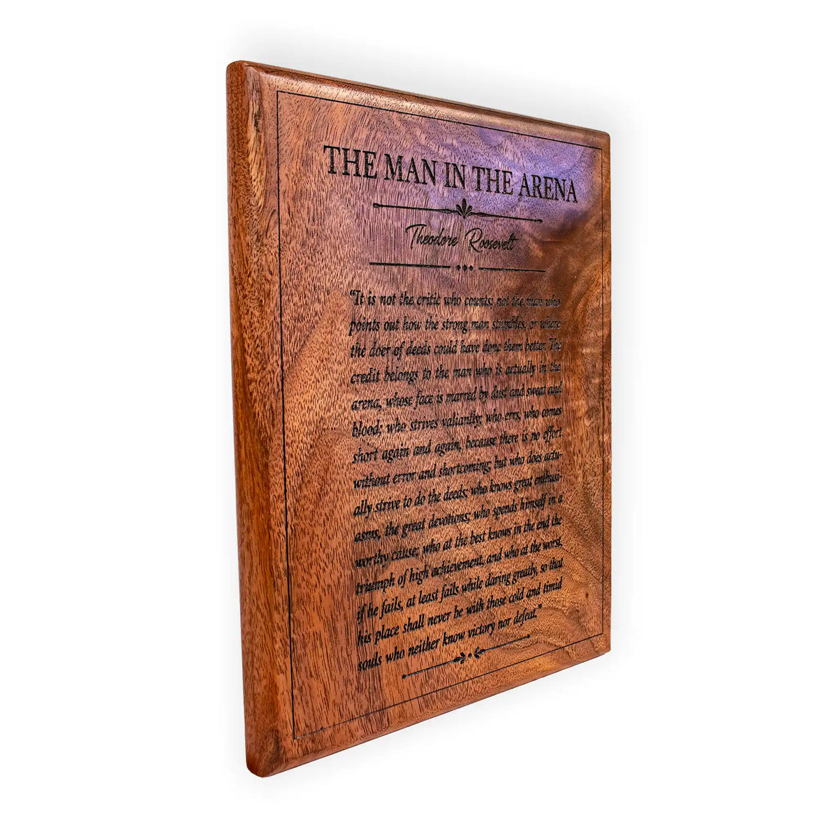The Man in the Arena Wooden Plaque – Theodore Roosevelt Quote Wall Art