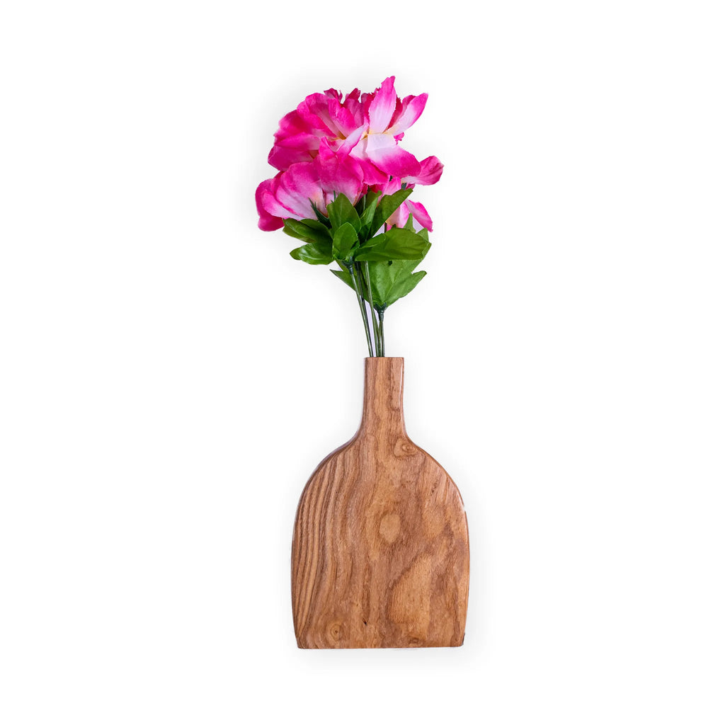 Handcrafted Ash Wood Vase – Sculptural Dried Flower Décor