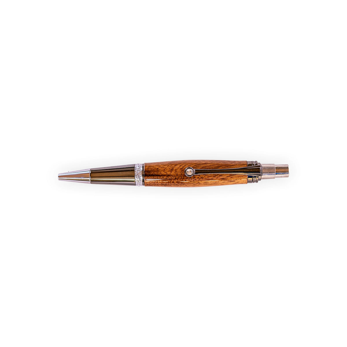 Handcrafted Bubinga Wood Click Ballpoint Pen with Gunmetal Hardware