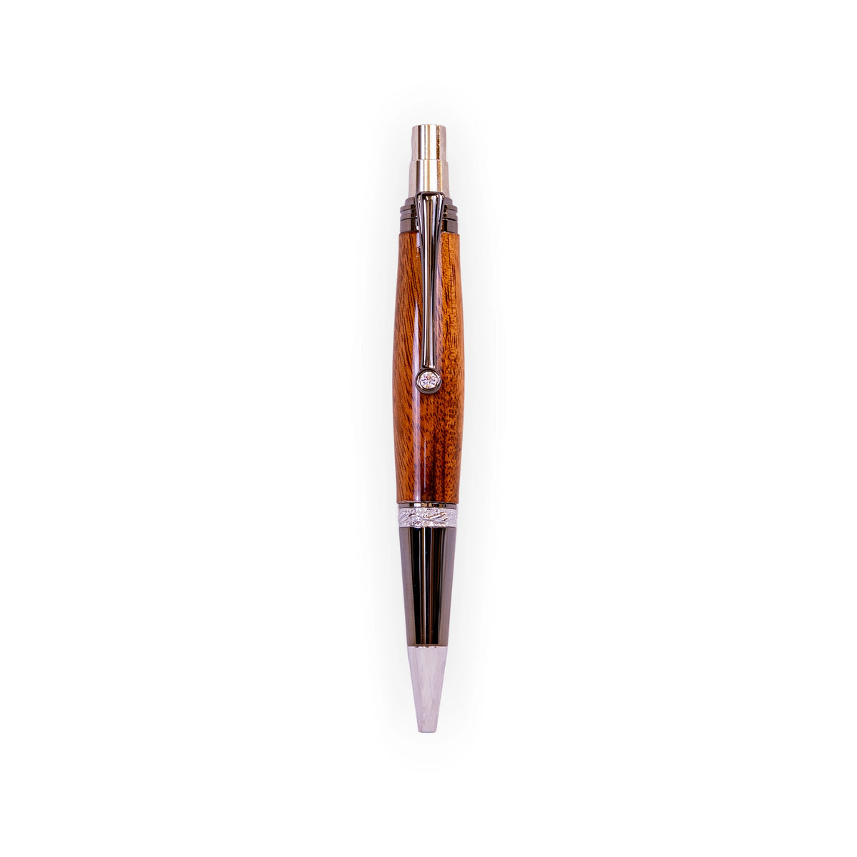 Handcrafted Bubinga Wood Click Ballpoint Pen with Gunmetal Hardware