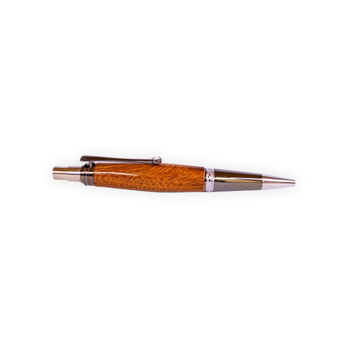 Handcrafted Bubinga Wood Click Ballpoint Pen with Gunmetal Hardware