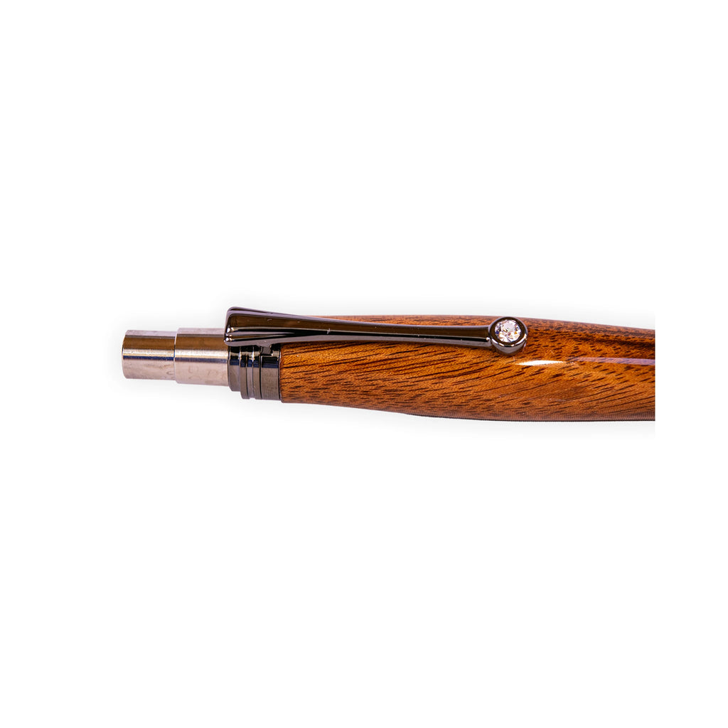 Handcrafted Bubinga Wood Click Ballpoint Pen with Gunmetal Hardware