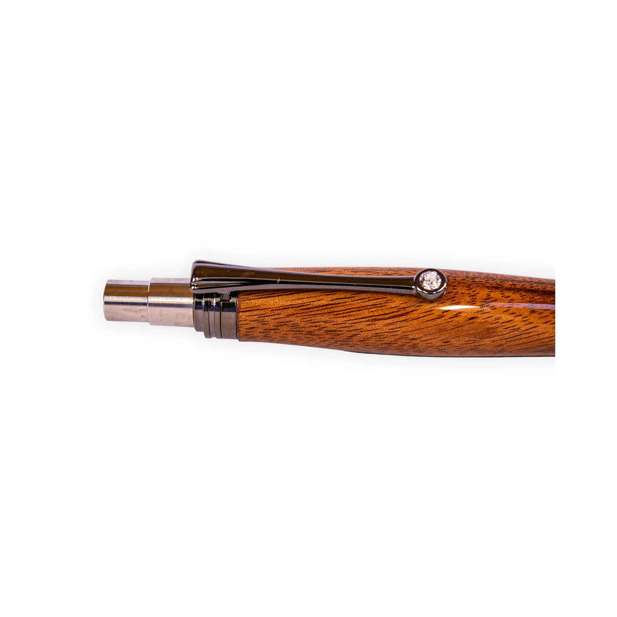 Handcrafted Bubinga Wood Click Ballpoint Pen with Gunmetal Hardware