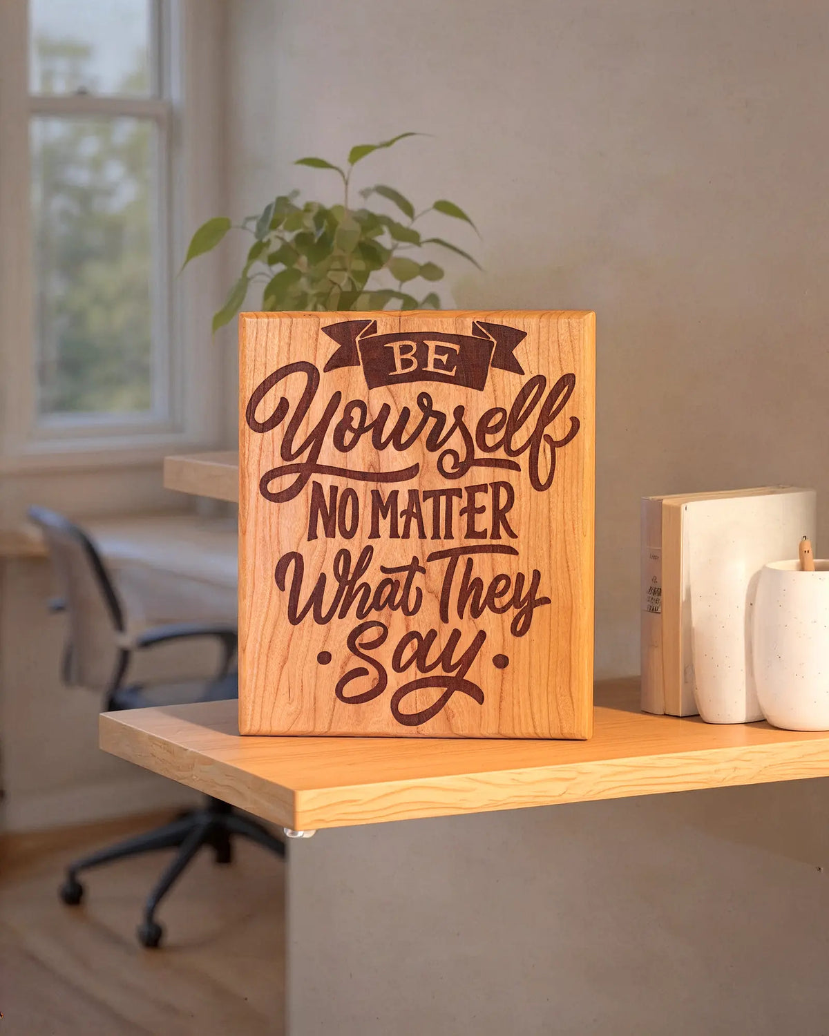 Be Yourself Wooden Sign – Inspirational Rustic Wall Décor