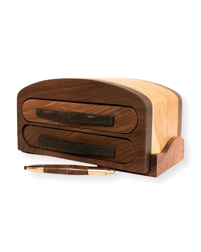 Two-Drawer Wooden Desk Organizer – Jewelry & Keepsake Box