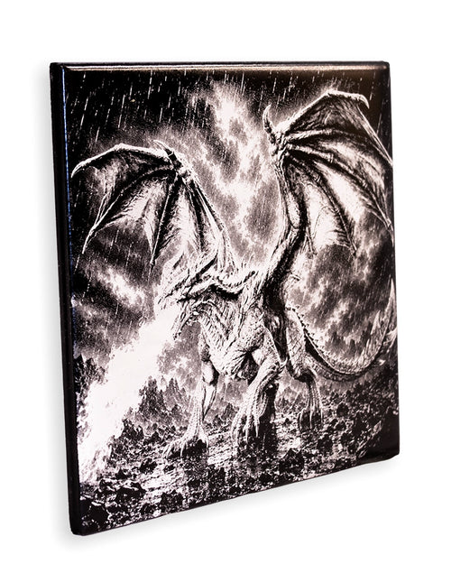Black and White Dragon Wall Plaque – Gothic Fantasy Décor
