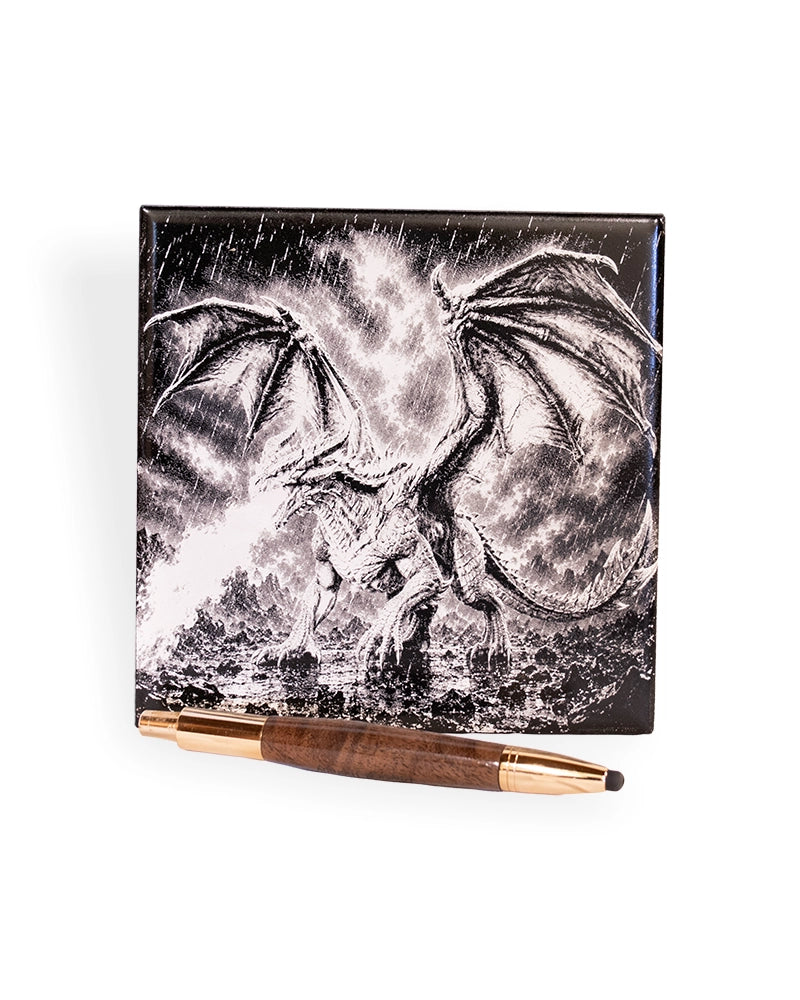 Black and White Dragon Wall Plaque – Gothic Fantasy Décor