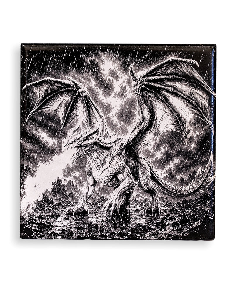 Black and White Dragon Wall Plaque – Gothic Fantasy Décor