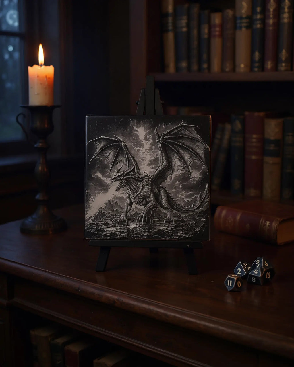 Black and White Dragon Wall Plaque – Gothic Fantasy Décor