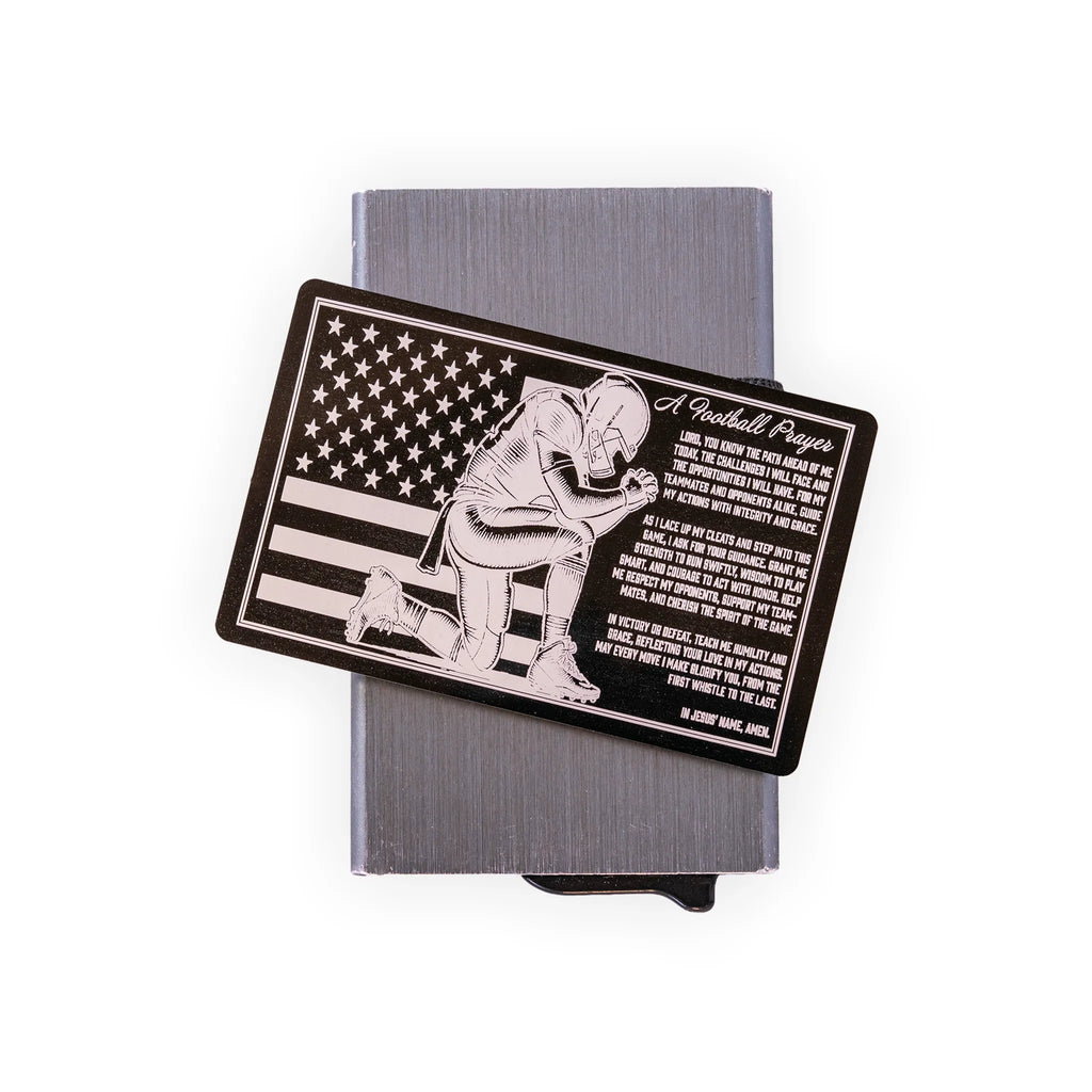 Football Prayer Laser-Engraved Aluminum Wallet Card