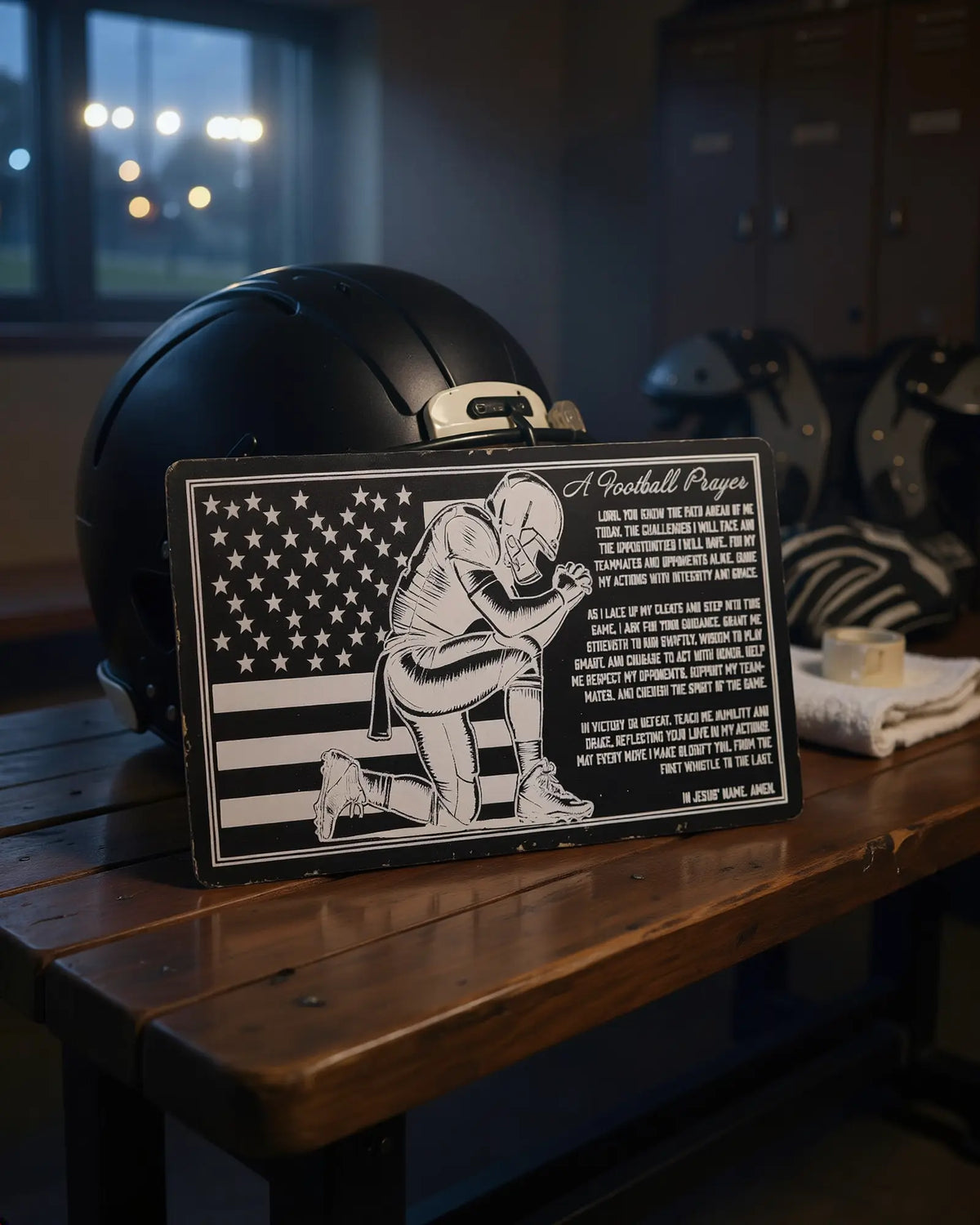 Football Prayer Laser-Engraved Aluminum Wallet Card