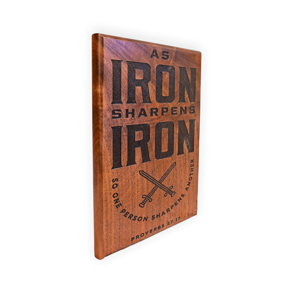 Iron Sharpens Iron Wooden Plaque – Proverbs 27:17 Christian Wall Art