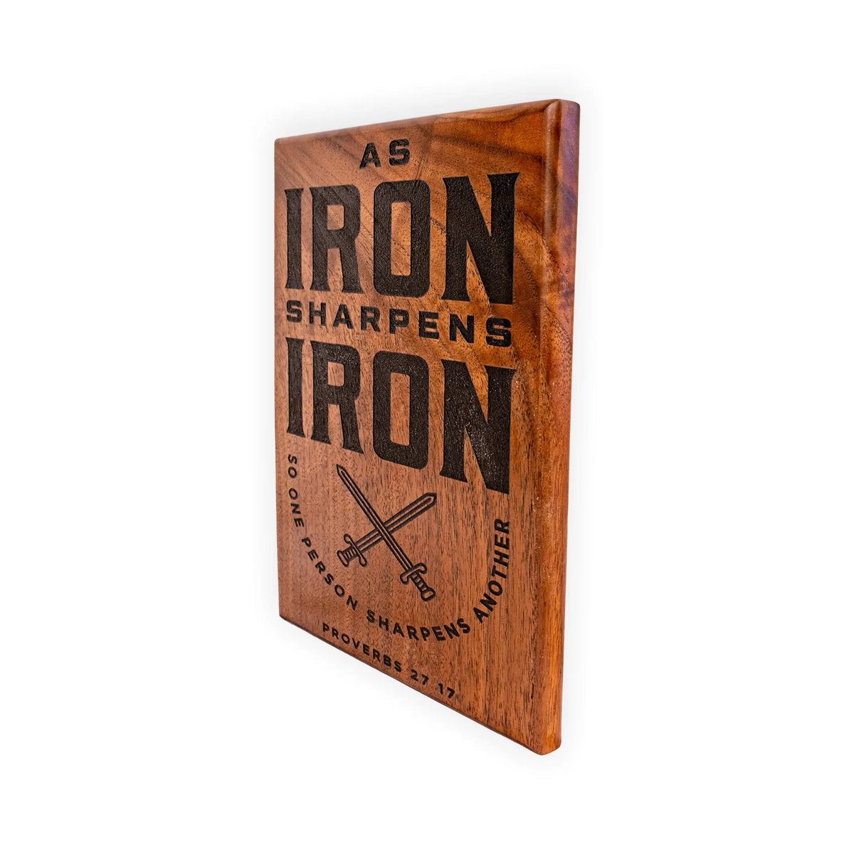 Iron Sharpens Iron Wooden Plaque – Proverbs 27:17 Christian Wall Art
