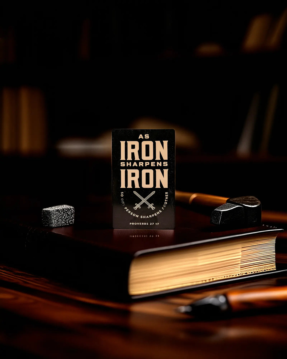 Iron Sharpens Iron Proverbs 27:17 Engraved Aluminum Wallet Card