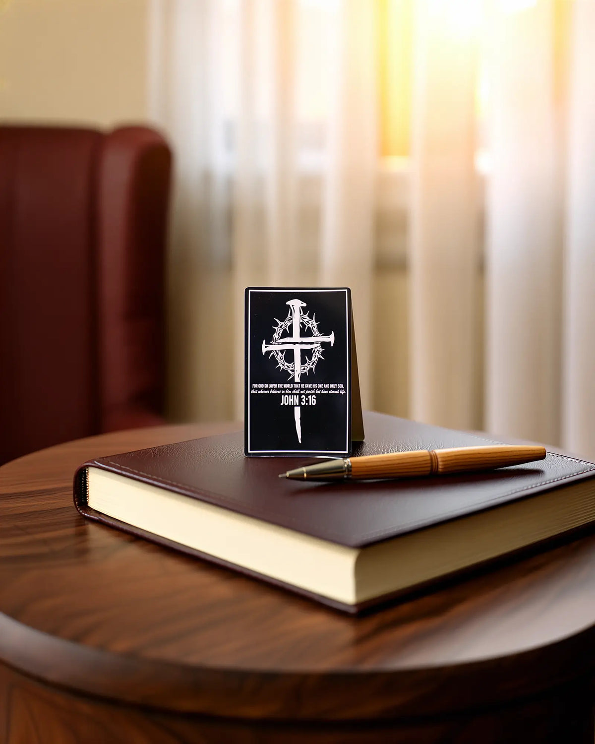 John 3:16 Christian Engraved Aluminum Wallet Card – Cross and Crown of Thorns