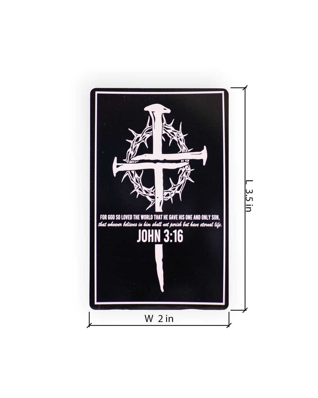 John 3:16 Christian Engraved Aluminum Wallet Card – Cross and Crown of Thorns