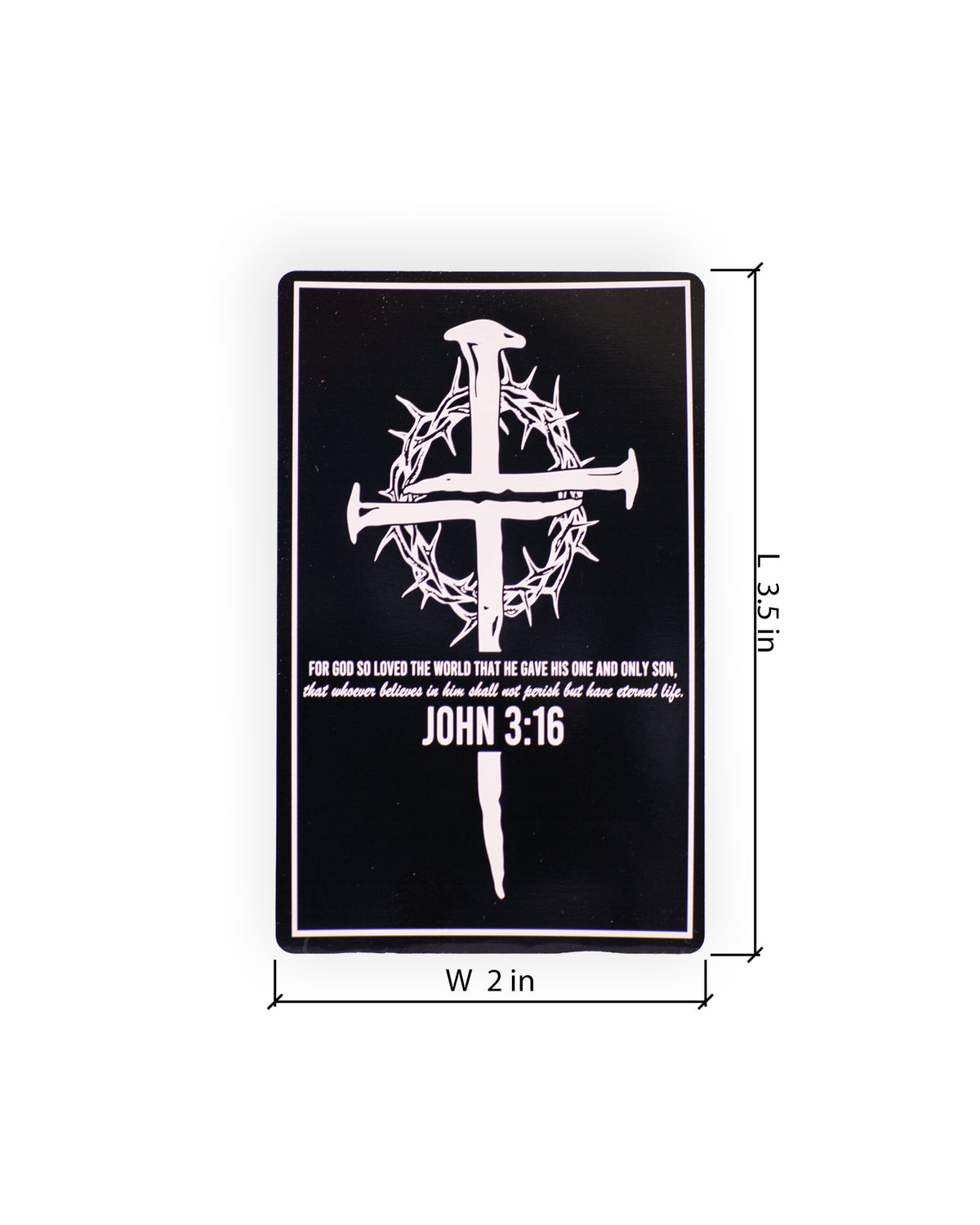 John 3:16 Christian Engraved Aluminum Wallet Card – Cross and Crown of Thorns