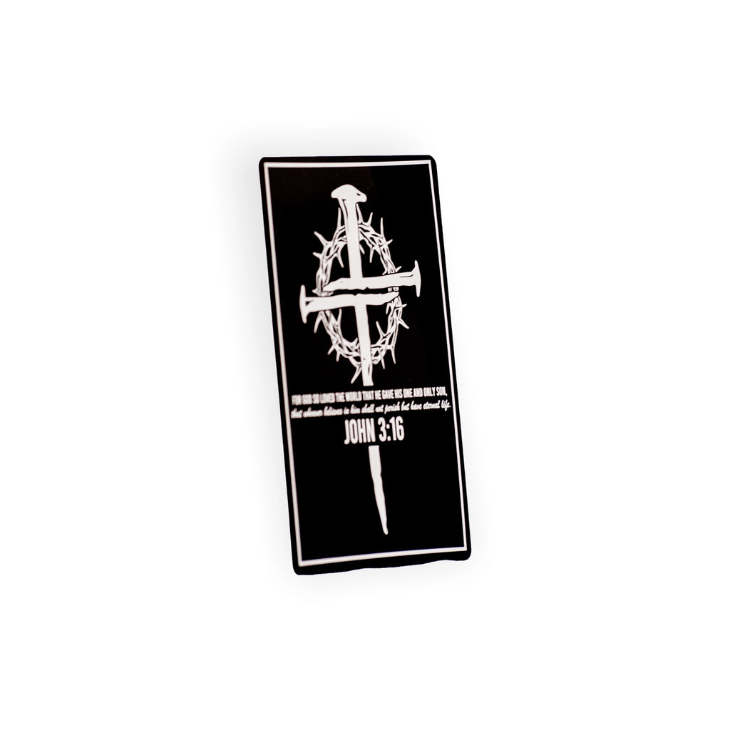 John 3:16 Christian Engraved Aluminum Wallet Card – Cross and Crown of Thorns
