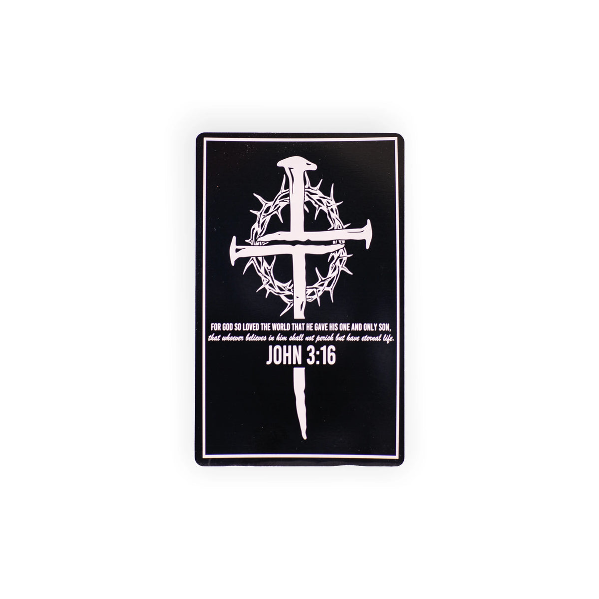 John 3:16 Christian Engraved Aluminum Wallet Card – Cross and Crown of Thorns