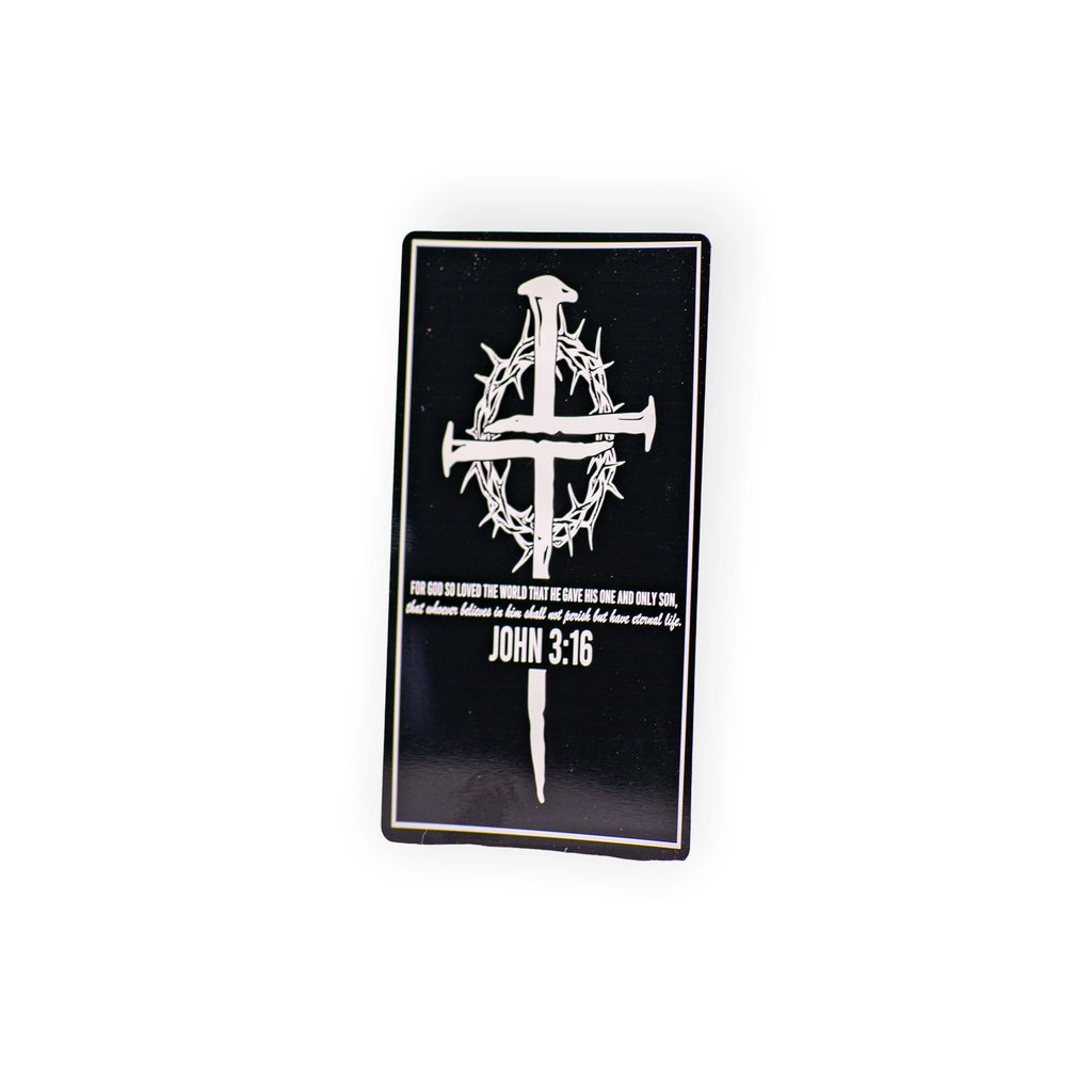 John 3:16 Christian Engraved Aluminum Wallet Card – Cross and Crown of Thorns