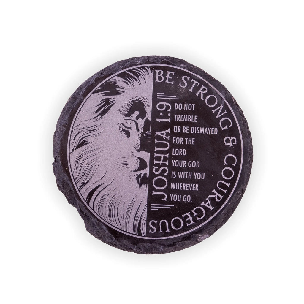 Joshua 1:9 Engraved Slate Coaster – Be Strong and Courageous Christian Gift