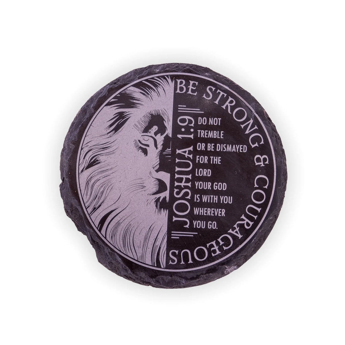 Joshua 1:9 Engraved Slate Coaster – Be Strong and Courageous Christian Gift