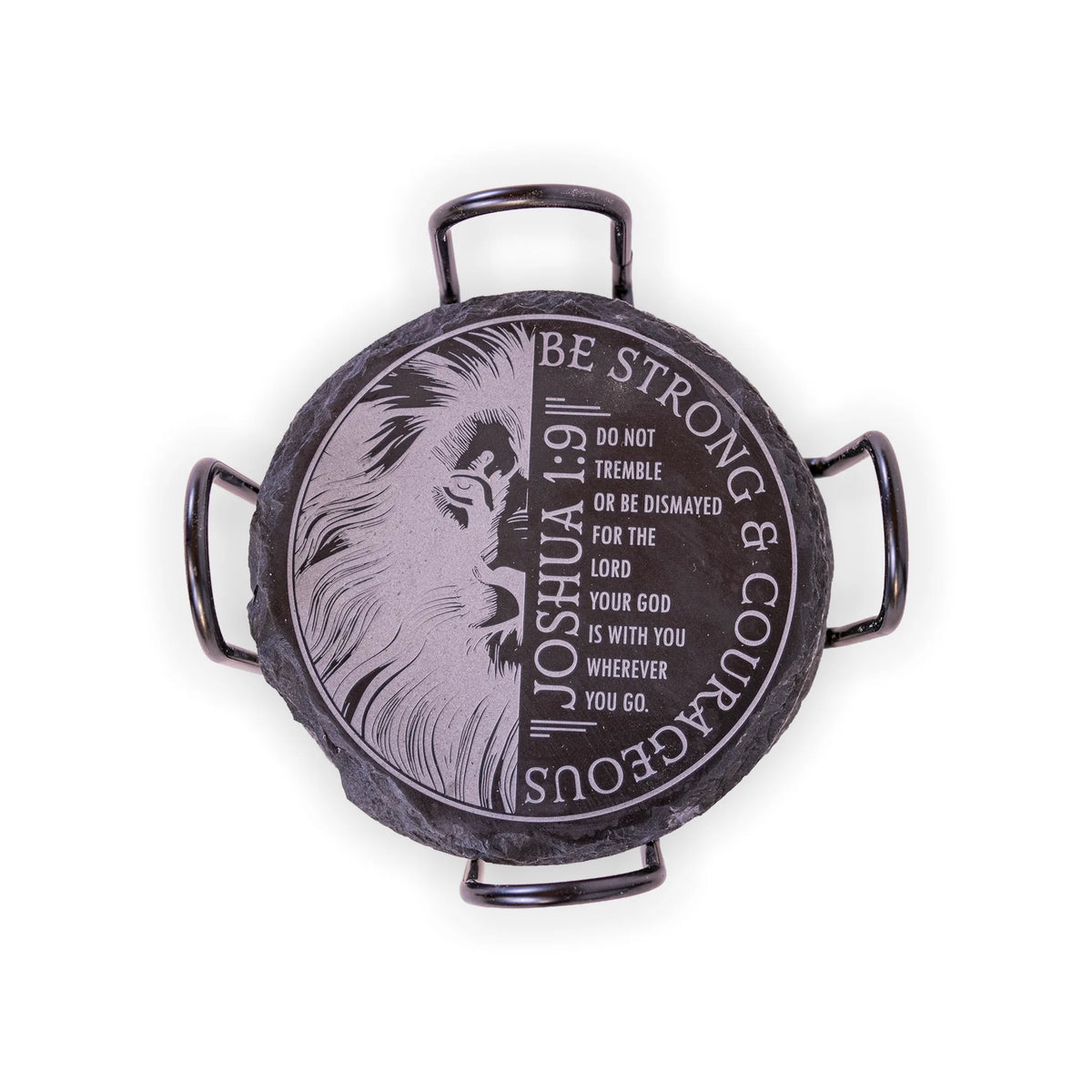 Joshua 1:9 Engraved Slate Coaster – Be Strong and Courageous Christian Gift