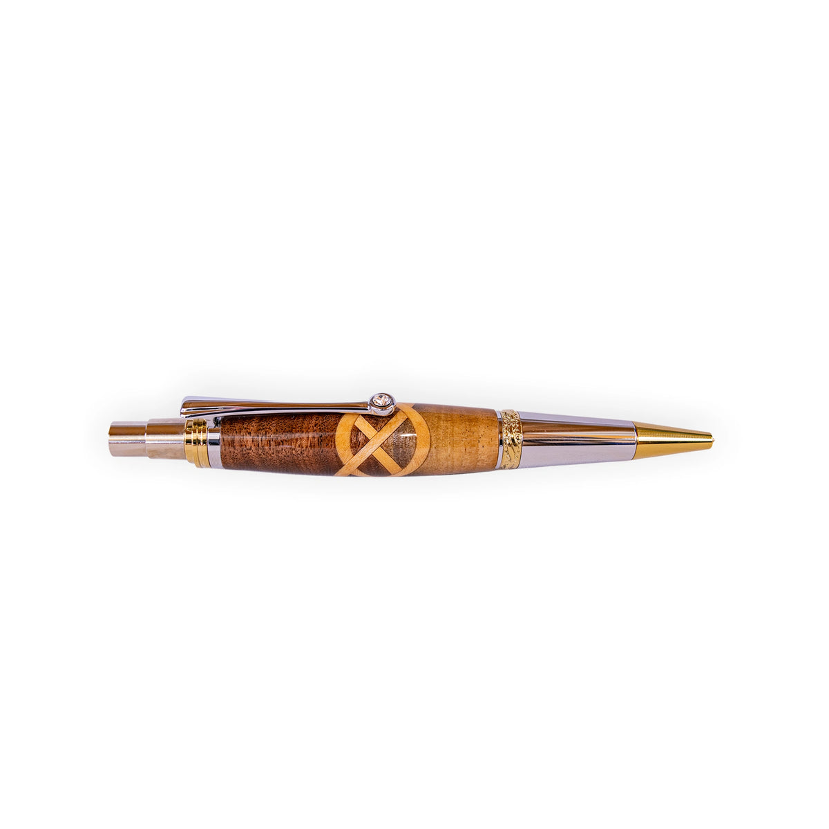 Majestic Handcrafted Walnut Celtic Knot Inlay Click Ballpoint Pen