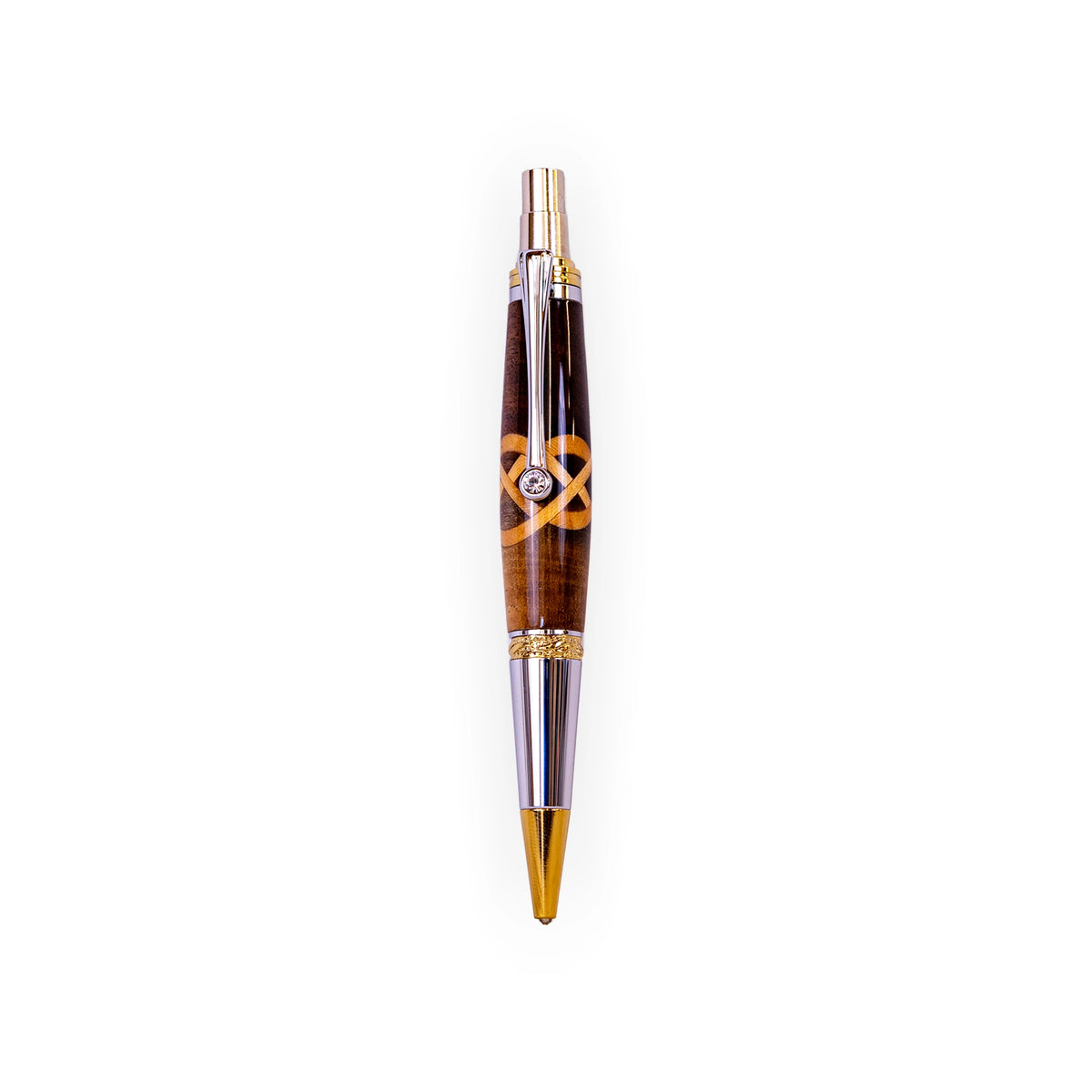 Majestic Handcrafted Walnut Celtic Knot Inlay Click Ballpoint Pen
