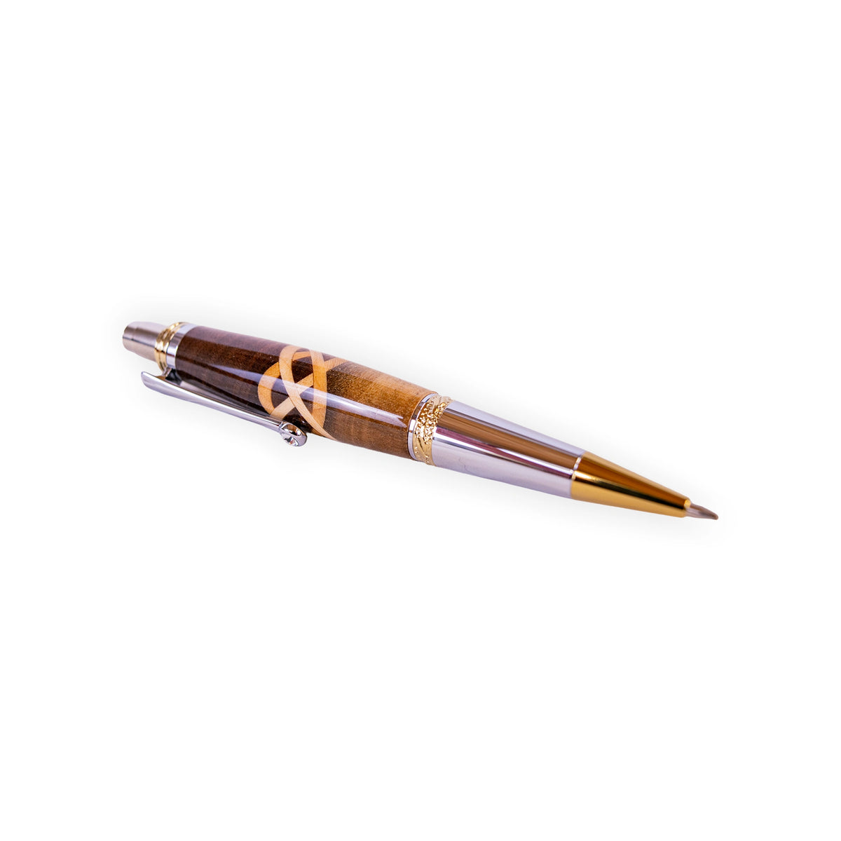 Majestic Handcrafted Walnut Celtic Knot Inlay Click Ballpoint Pen