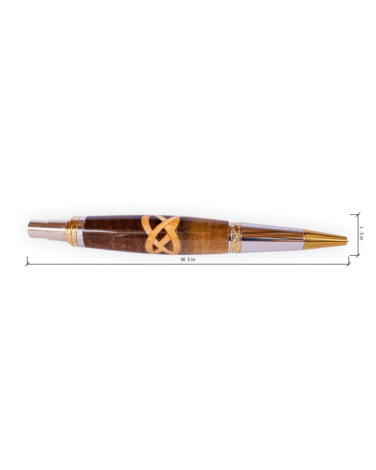 Majestic Handcrafted Walnut Celtic Knot Inlay Click Ballpoint Pen
