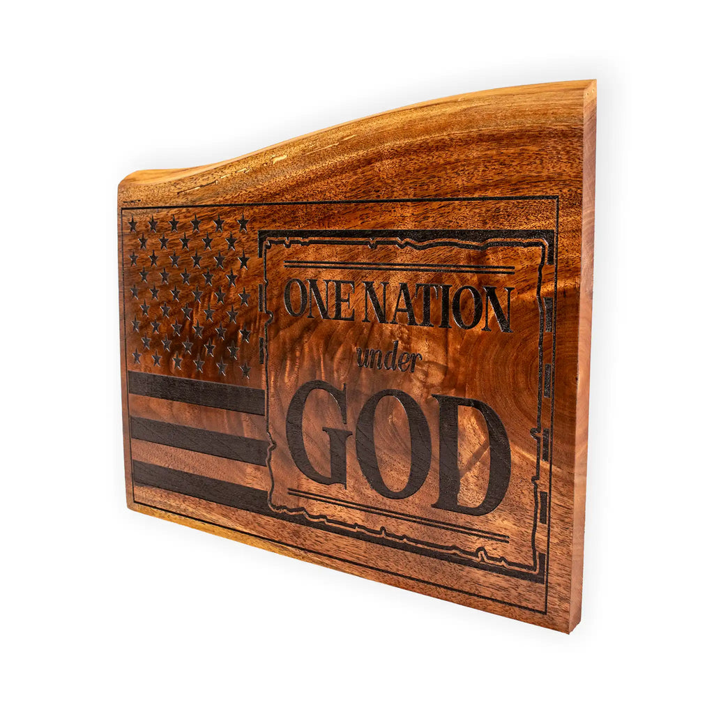 One Nation Under God Wooden Plaque – American Flag Christian Décor