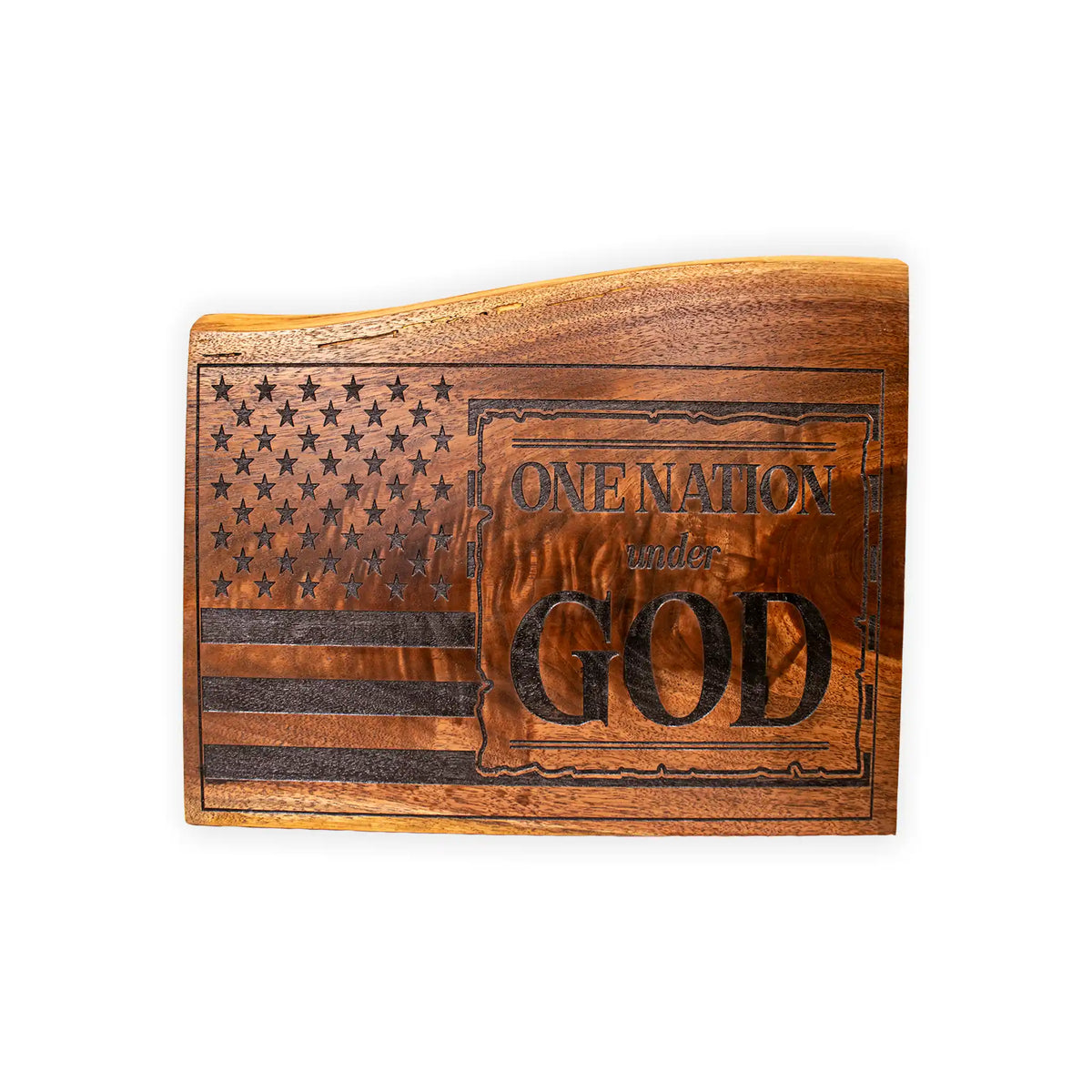 One Nation Under God Wooden Plaque – American Flag Christian Décor
