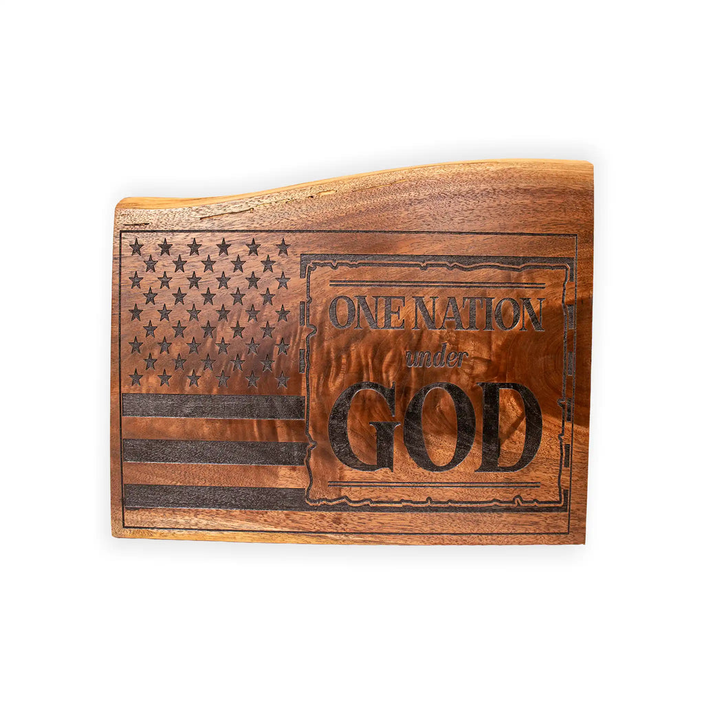 One Nation Under God Wooden Plaque – American Flag Christian Décor