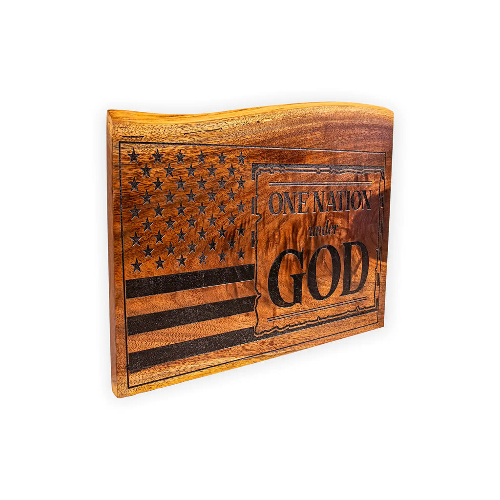 One Nation Under God Wooden Plaque – American Flag Christian Décor