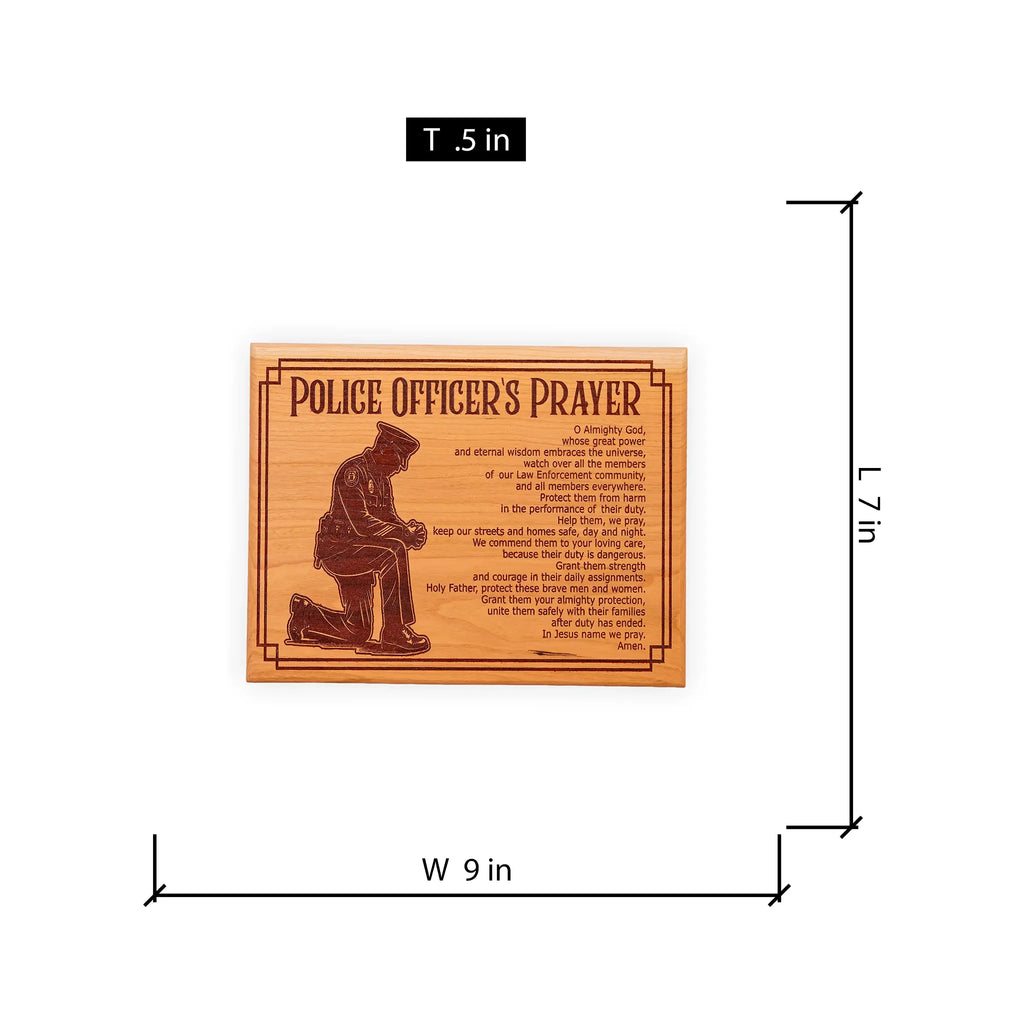 Police Officer’s Prayer Plaque – Handcrafted Engraved Cherry Wood Law Enforcement Wall Art