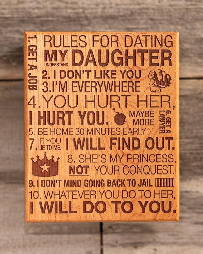 Rules for Dating My Daughter Wooden Sign – Funny Dad Gift