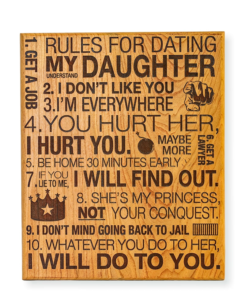 Rules for Dating My Daughter Wooden Sign – Funny Dad Gift