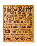 Rules for Dating My Daughter Wooden Sign – Funny Dad Gift