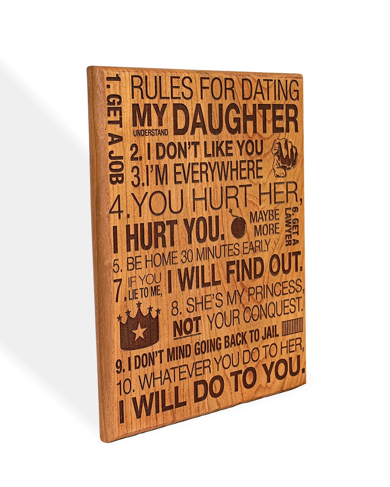 Rules for Dating My Daughter Wooden Sign – Funny Dad Gift