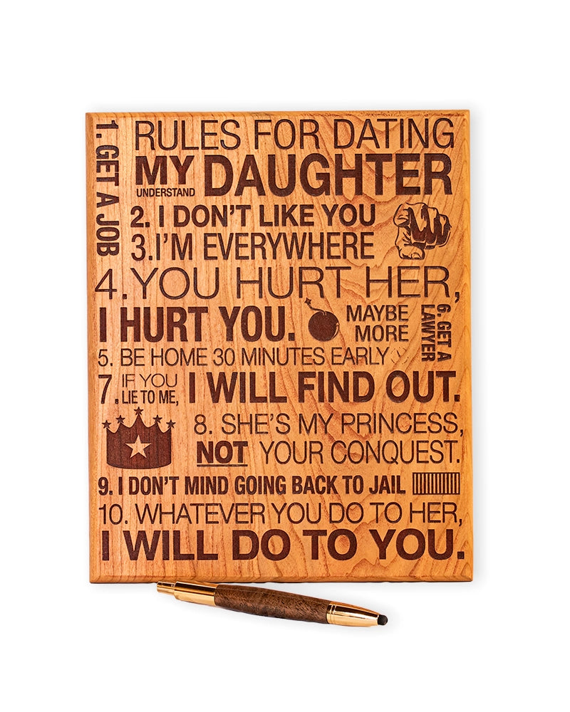 Rules for Dating My Daughter Wooden Sign – Funny Dad Gift