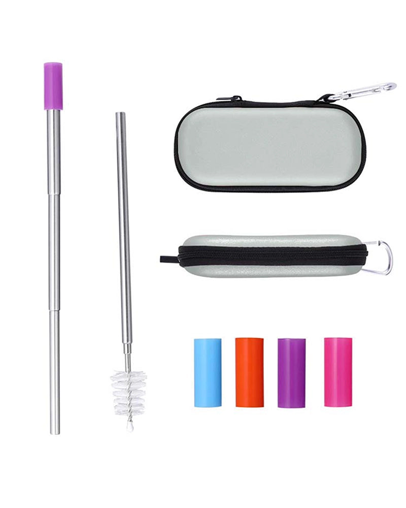 Reusable Telescopic Stainless Steel Straw Kit with Travel Case