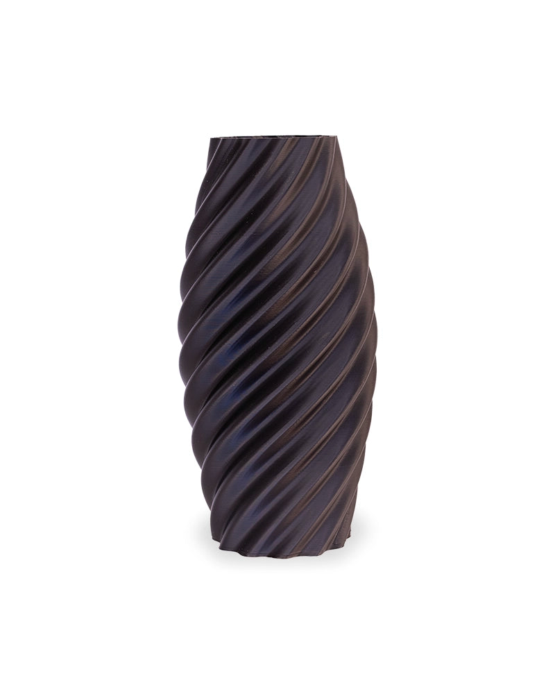 Modern Black Spiral Vase – 3D-Printed Twisted Home Décor