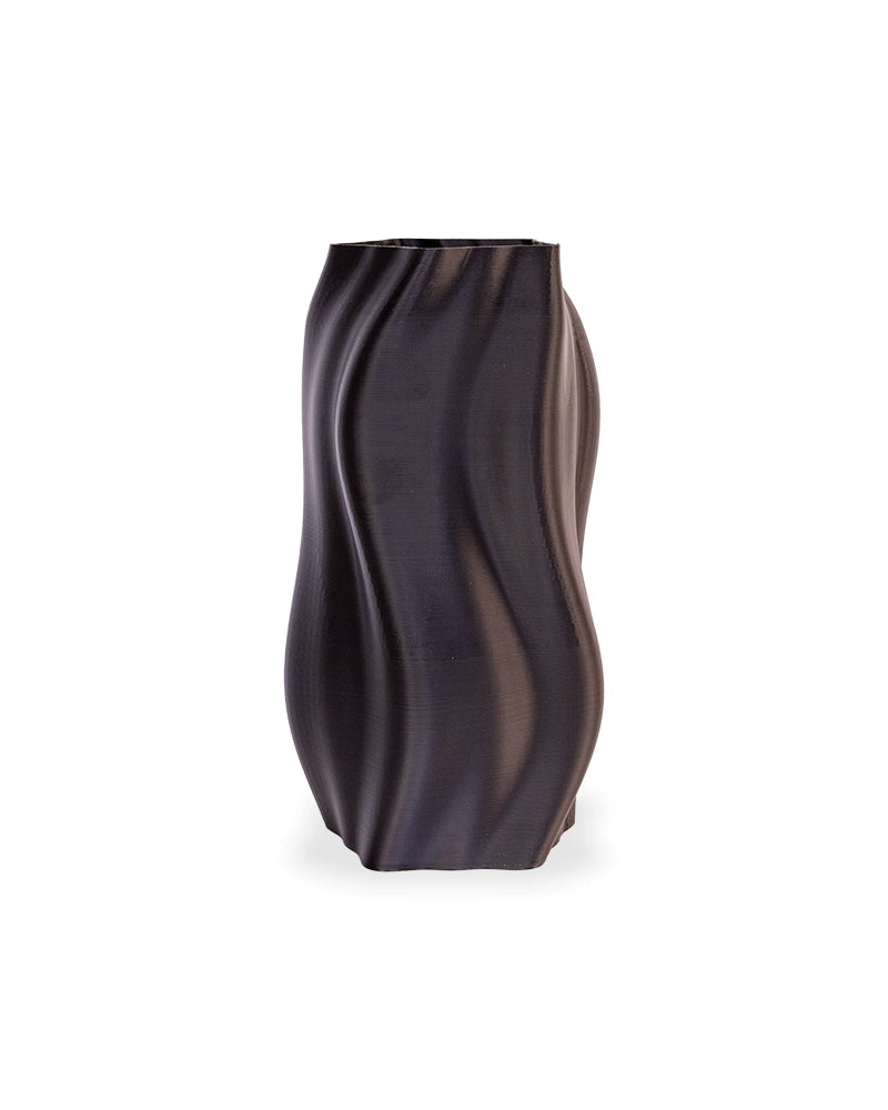 Modern Black Wave Vase – 3D-Printed Sculptural Home Décor