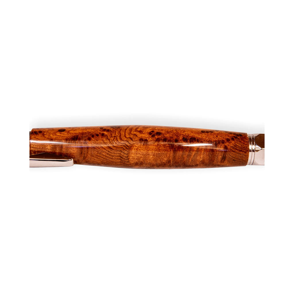 Handcrafted Bubinga Wood Click Ballpoint Pen with Chrome Hardware