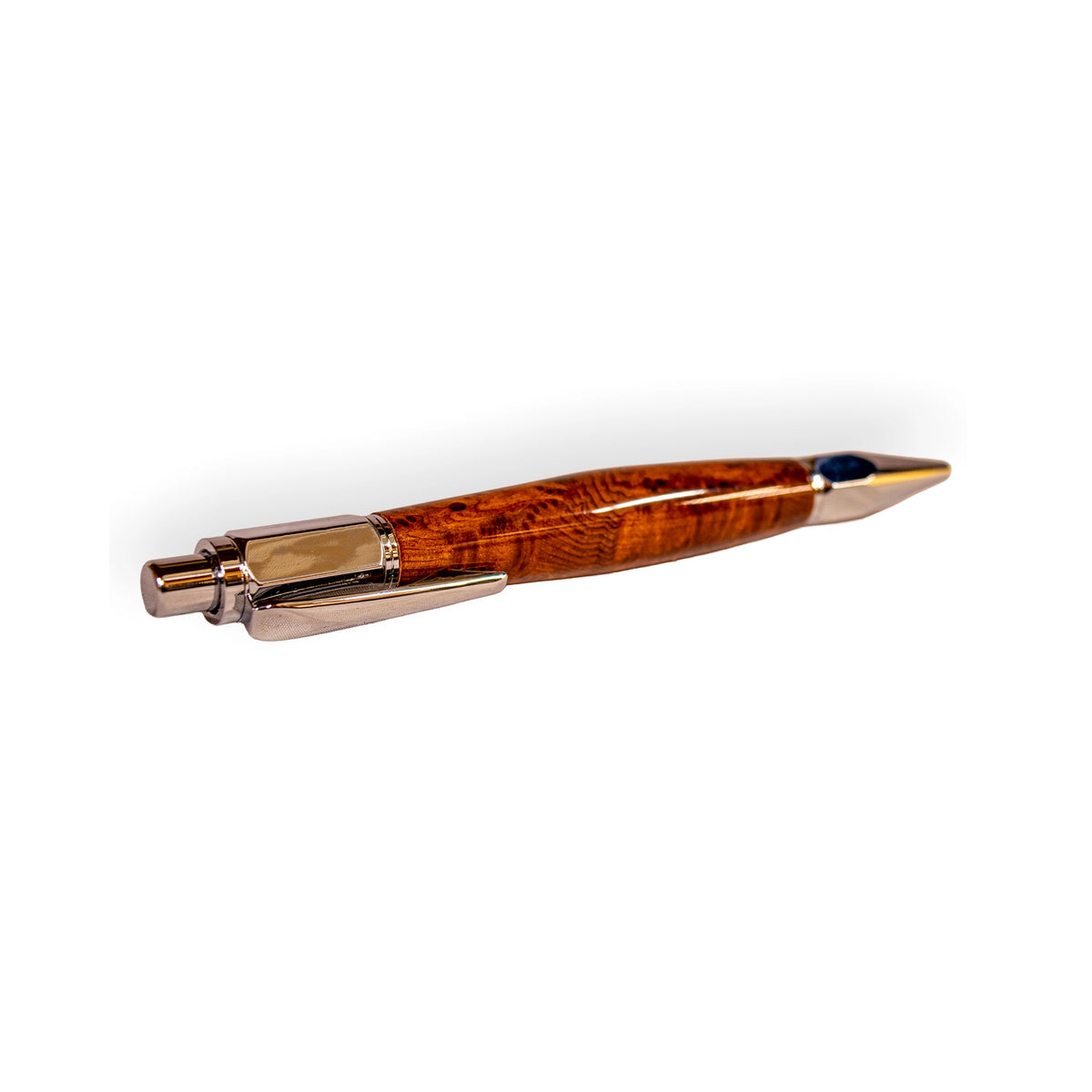 Handcrafted Bubinga Wood Click Ballpoint Pen with Chrome Hardware